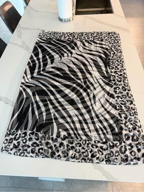 Black & White Animal Print sarong scarf 60”x46” style wrap